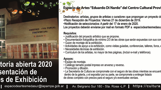 Convocan para presentación de Proyectos de Exhibición 2020 en Medasur