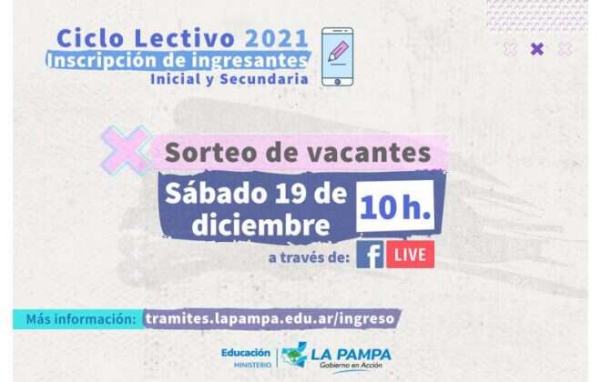 Anunciaron fecha de sorteos para las vacantes de Inicial y Secundaria