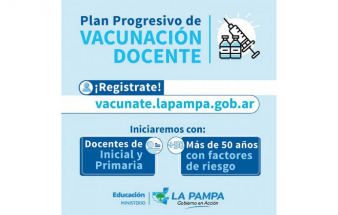 Vacunación contra COVID-19: Educación recordó procedimiento de inscripción a docentes pampeanos