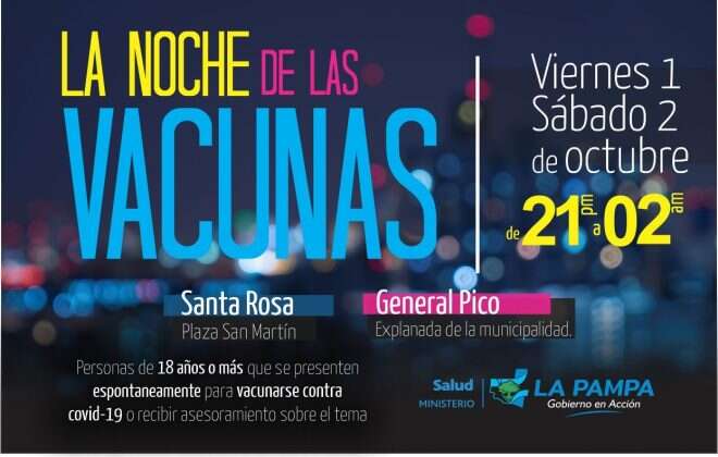 Hoy y mañana, “La noche de las vacunas en La Pampa”