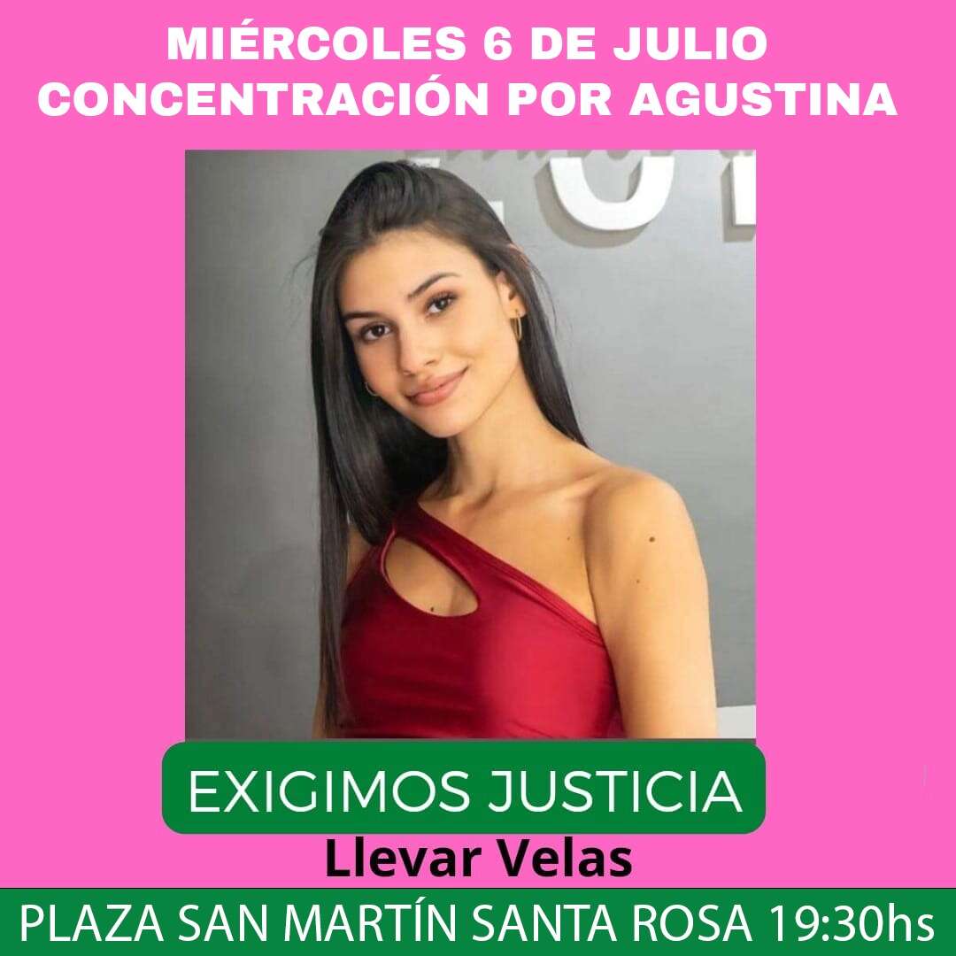 Convocan a marcha en Santa Rosa para exigir justicia por el crimen de Agustina