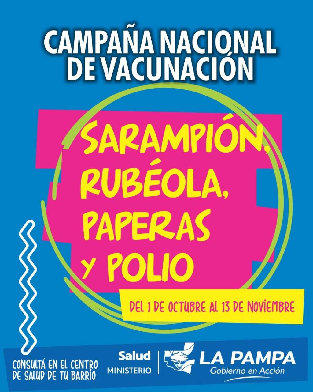 Lanzaron la Campaña Nacional de Vacunación contra la rubéola, sarampión, paperas y polio