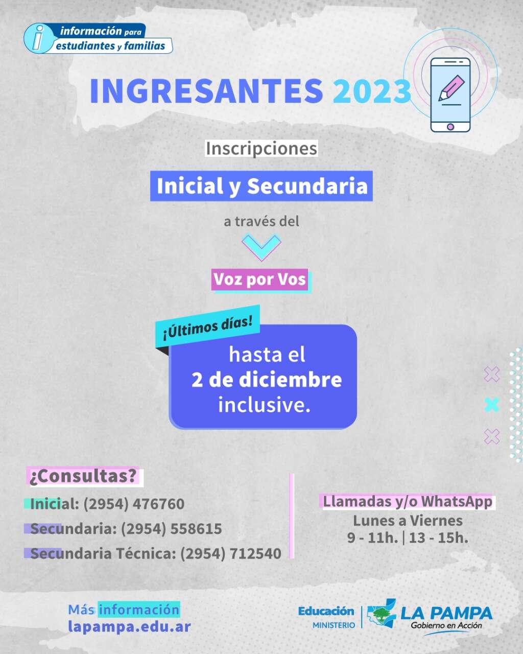 Ingresantes a Inicial y Secundaria en 2023: Recuerdan que son los últimos días de inscripciones