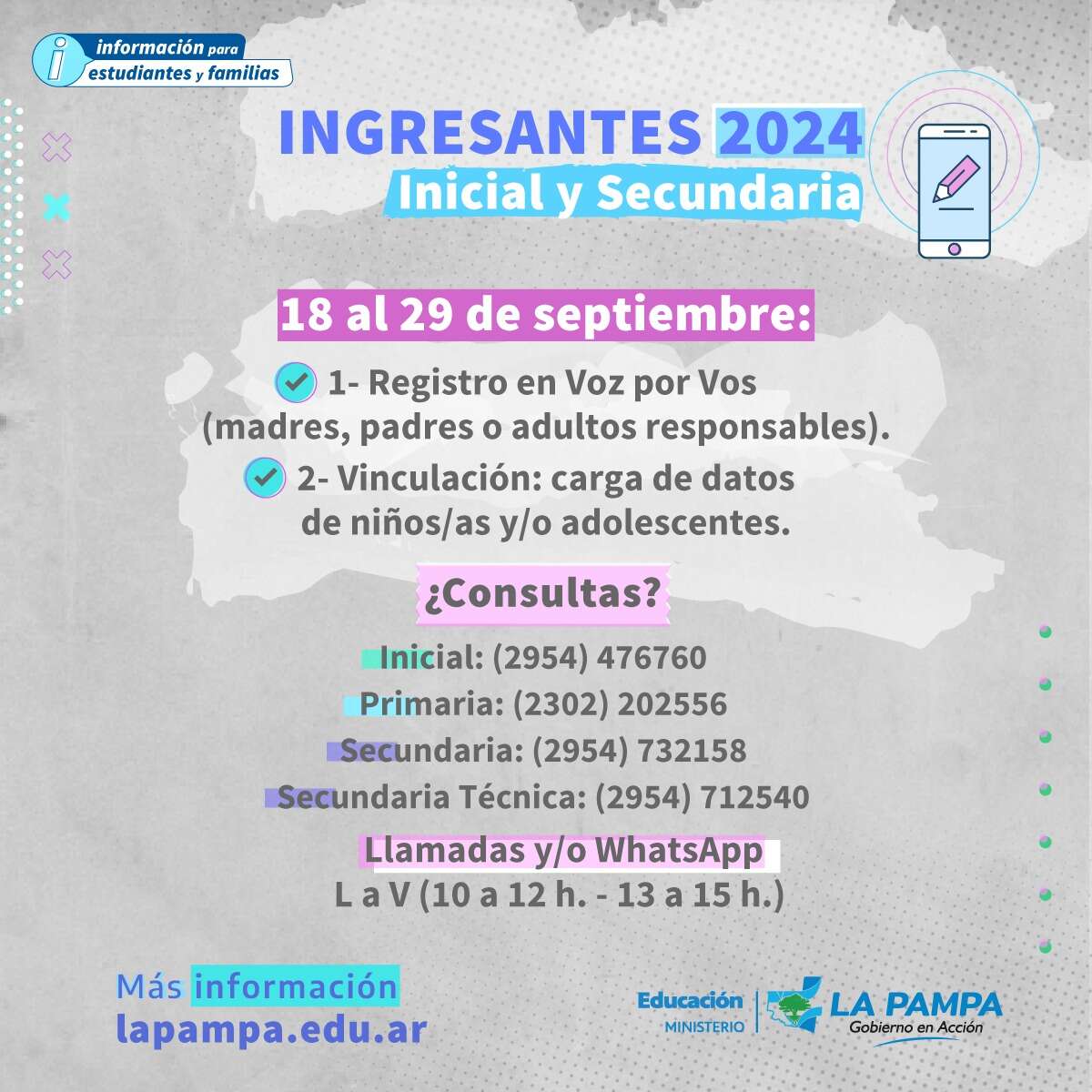 Este lunes comenzó registro y vinculación de ingresantes a Inicial y Secundaria en 2024