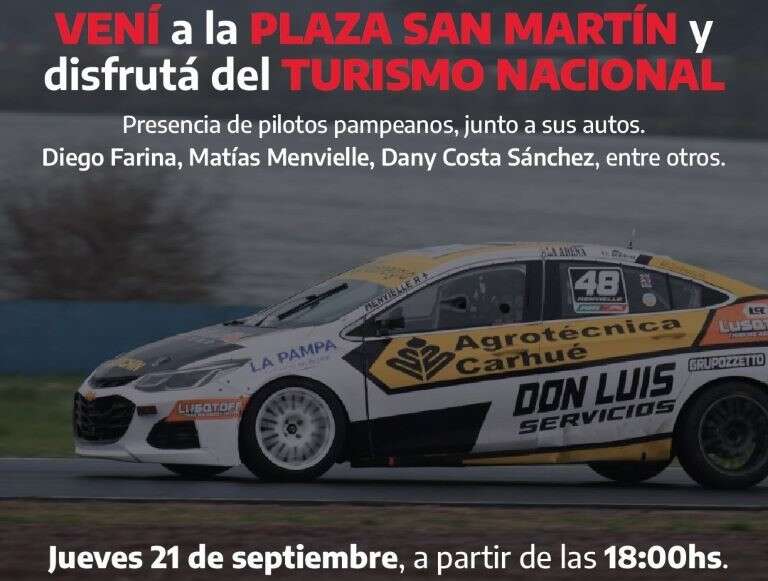 Santa Rosa: Se presenta el Turismo Nacional con música y autos en Plaza San Martín