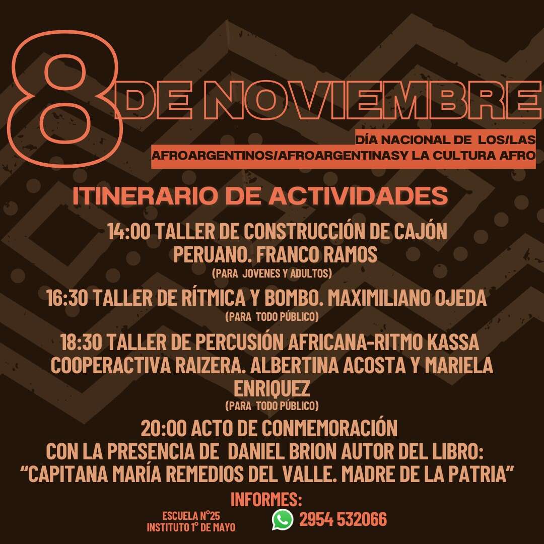 Harán actividades por el día de las y los afroargentinas/os y la Cultura Afro