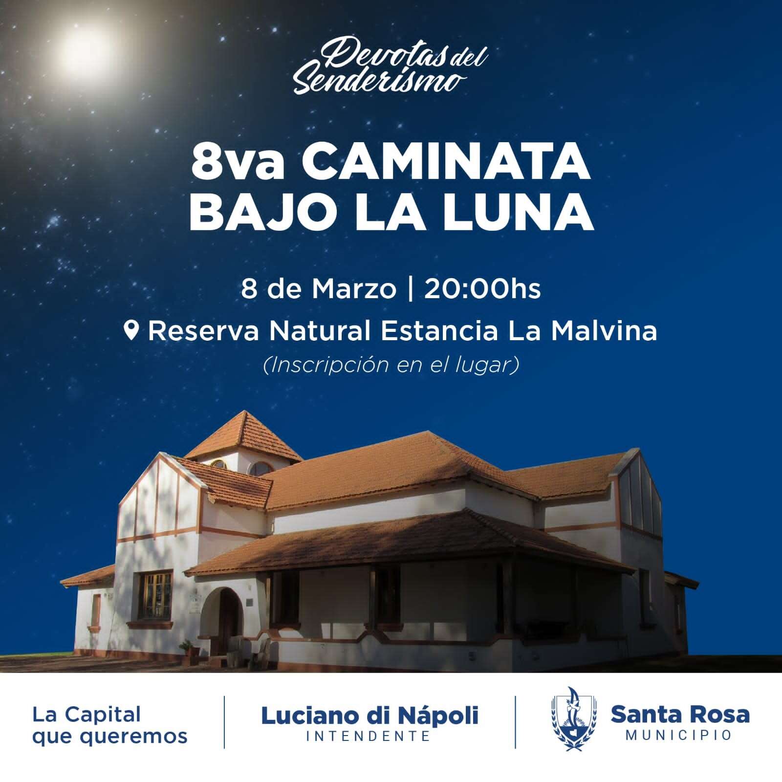 Santa Rosa: 8Â° edición de “Caminata bajo la Luna”