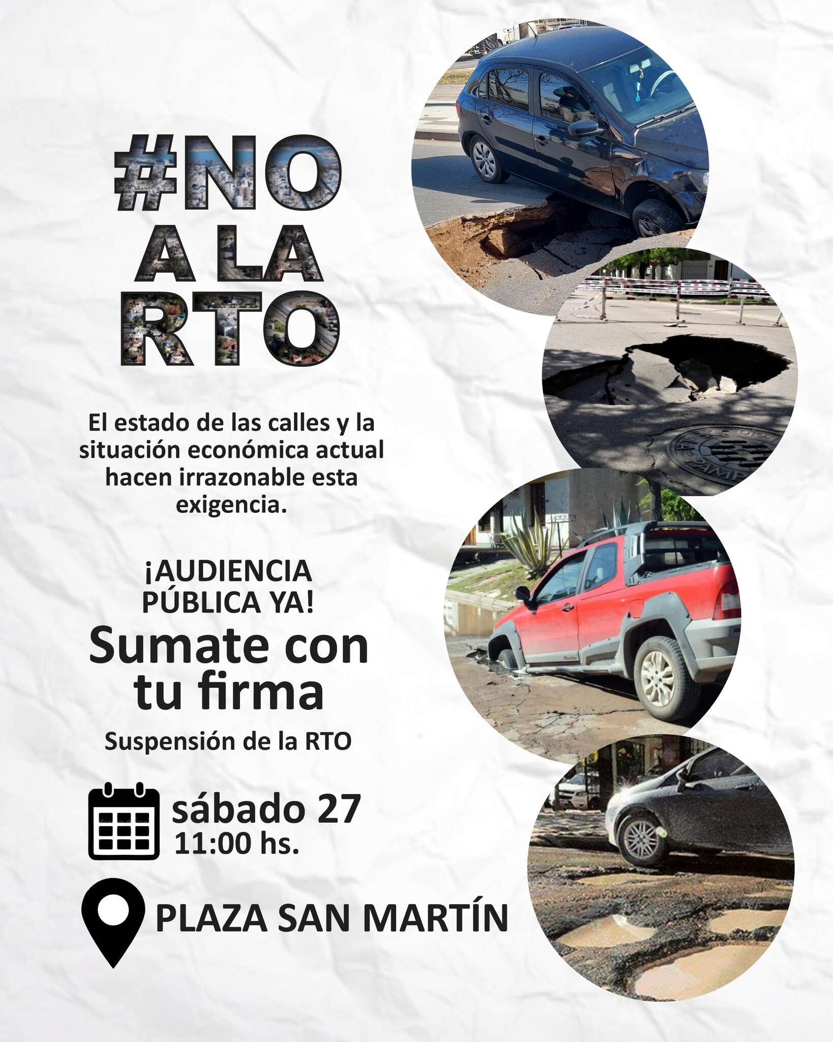 Santa Rosa: La oposición convoca para juntar firmas para la Audiencia Pública que intenta suspender la RTO