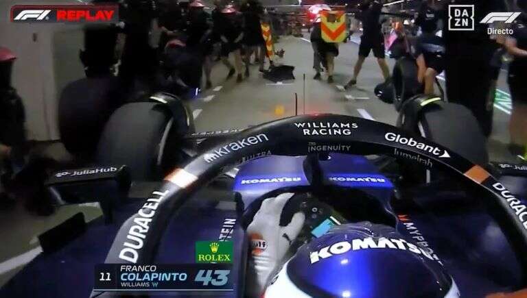 Automovilismo: El blooper viral de Franco Colapinto en las pruebas del GP de Singapur cuando se equivocó de boxes
