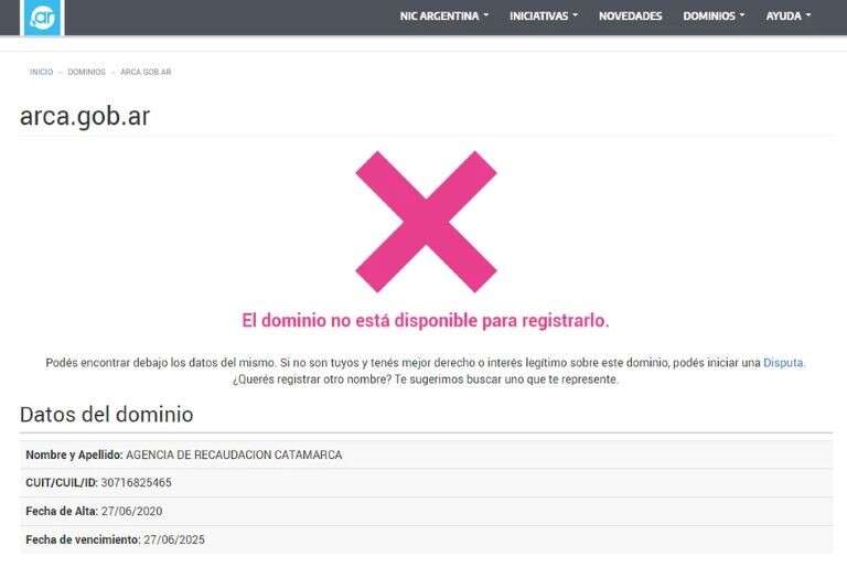 Sin la AFIP, Â¿dónde se factura?: El dominio de Internet ARCA.gob.ar no está disponible
