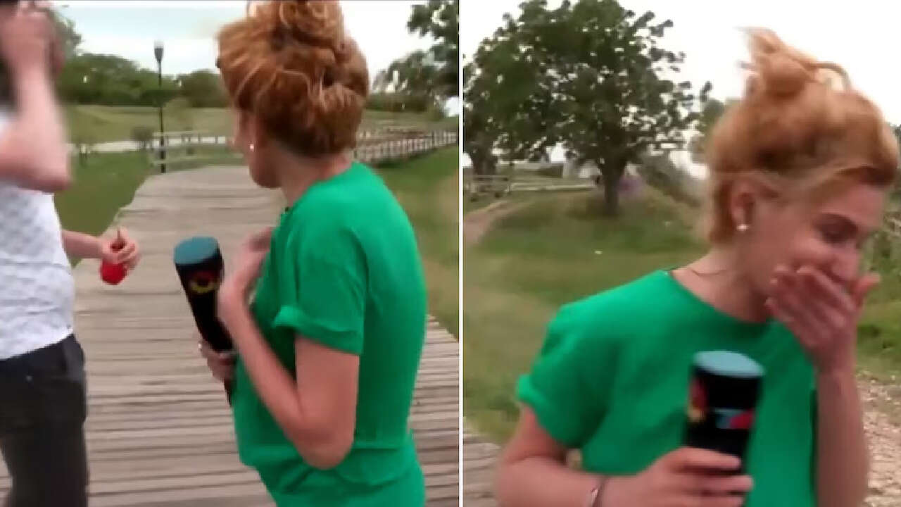 El mal momento de una cronista al intentar entrevistar a una pareja en vivo: “Tomatelás”