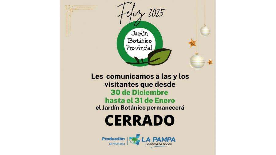 El Jardín Botánico permanecerá cerrado durante enero