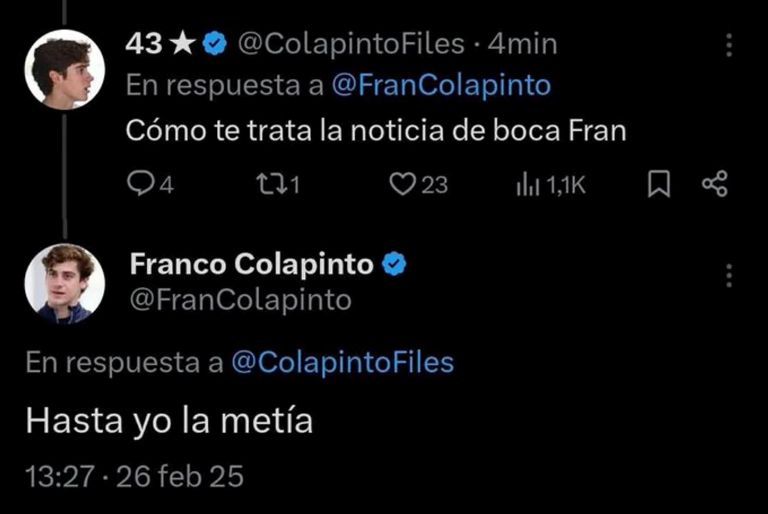 Fútbol: “Yo la metía”, la reacción de Franco Colapinto a la eliminación de Boca en la Copa Libertadores