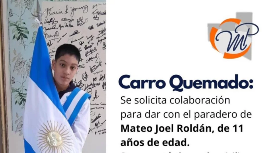 Carro Quemado: piden ayuda para encontrar a un niño perdido