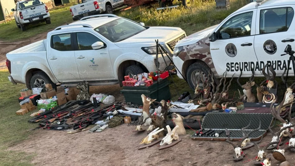 Importante operativo en campo de La Pampa: incautan armas, trofeos de caza y marihuana