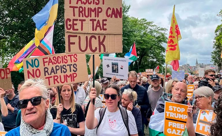 Escocia: protesta masiva contra la visita de Trump