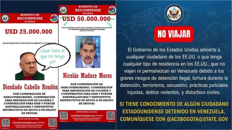 Estados Unidos: el Gobierno advierte no viajar a Venezuela y acusa a Maduro de liderar un “cartel narco-terrorista”